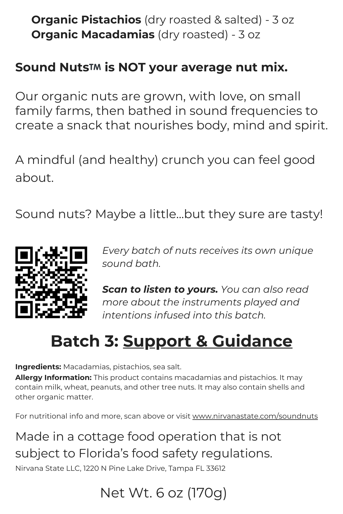 Organic Pistachio & Macadamia Nut Mix, Bathed in Sound Frequencies (Batch 3: Support & Guidance)